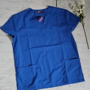 Blue v neck scrub top. Small nwt. Greentown